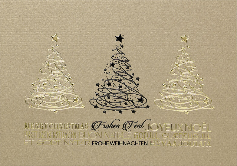 Weihnachtskarte: Drei Sternenbäume