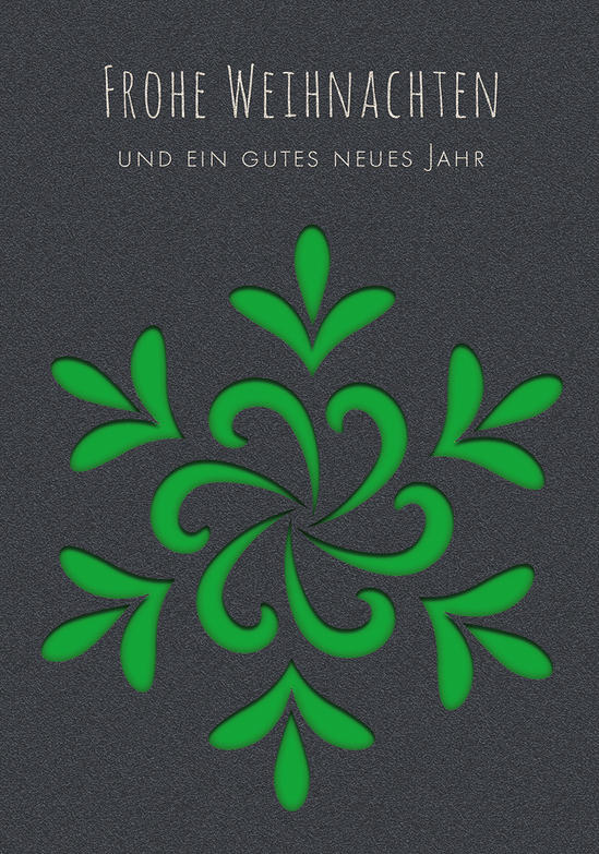 Weihnachtskarte: Schneeflocke im Glanz - Grün