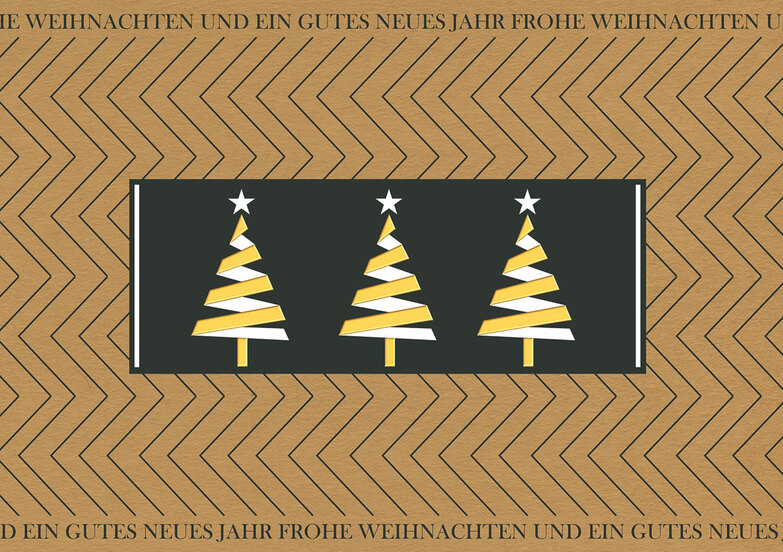 Weihnachtskarte: Mit Ecken und gold