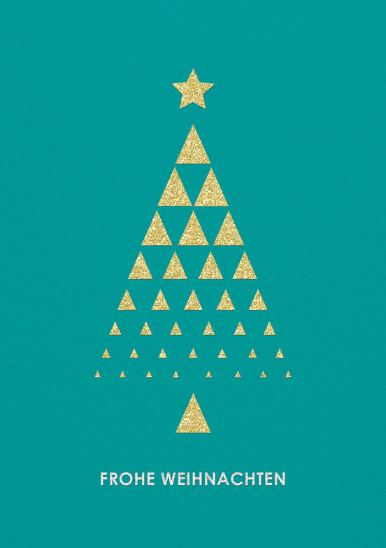 Weihnachtskarte: Goldpyramidenbaum