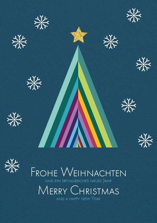 Weihnachtskarte: Regenbogenpyramide