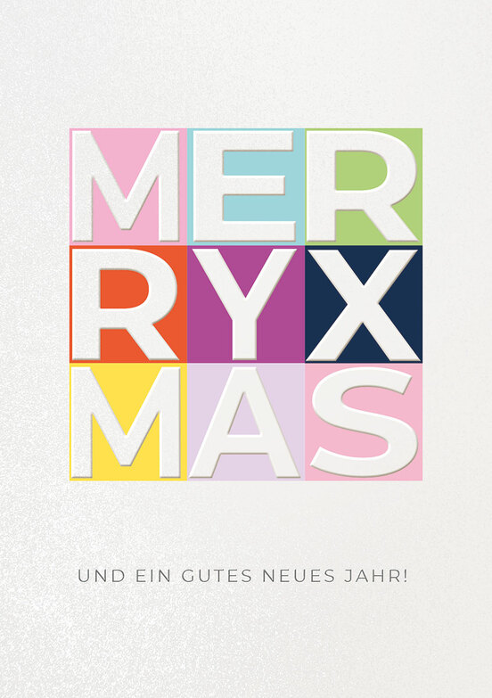 Weihnachtskarte: Merry Xmas in pastell