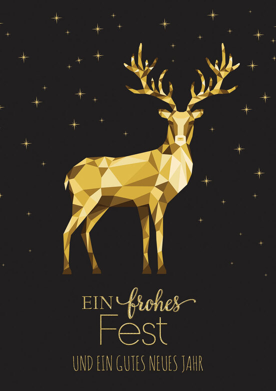 Weihnachtskarte: Goldener Hirsch