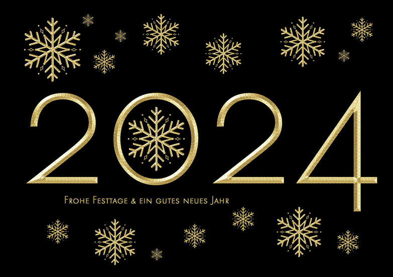 Weihnachtskarte: Goldene Flocken 2024