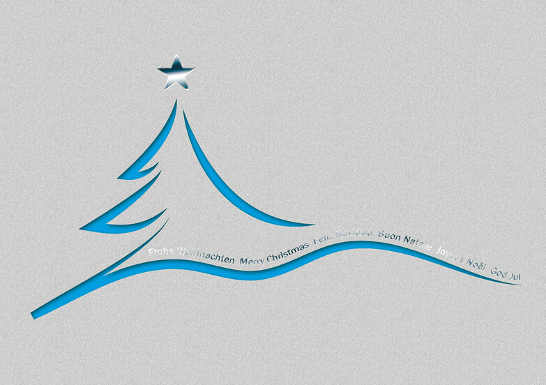 Weihnachtskarte: Fliegende Linien - Blau