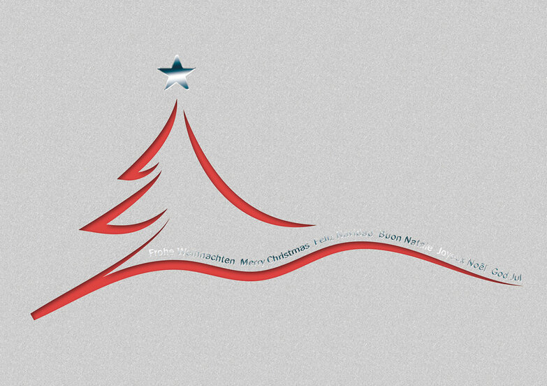 Weihnachtskarte: Fliegende Linien - Rot