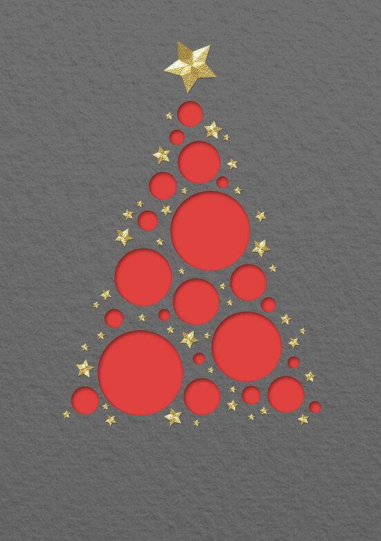 Weihnachtskarte: Kugeln - Rot