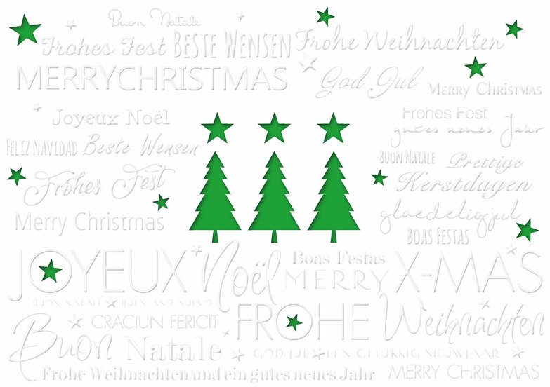 Weihnachtskarte: Drei mit Stern - Grün