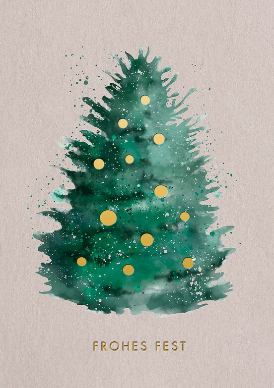 Weihnachtskarte: Mit Pinsel und Gold